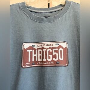 LIFE IS GOOD “50” - Blue, Short Sleeve Shirt
